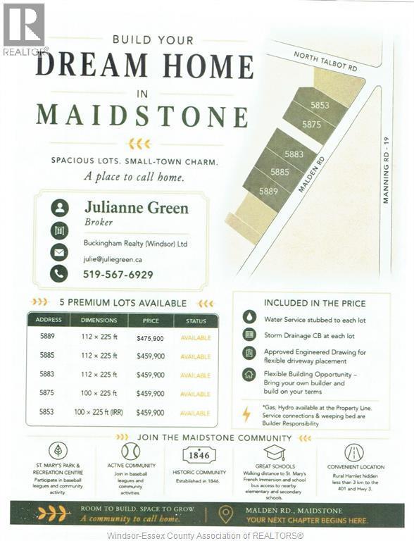 Vacant Land — 5875 Malden Road, Tecumseh, Ontario